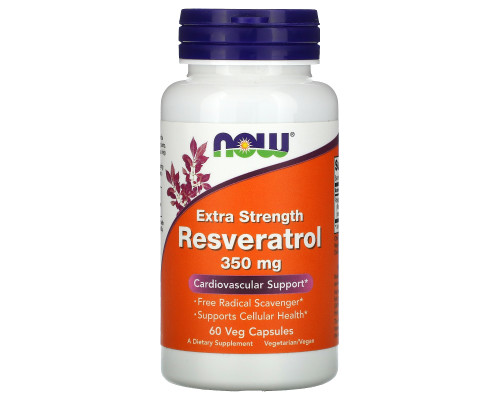 Ресвератрол посилений, Extra Strength Resveratrol, Now Foods, 350 мг, 60 капсул