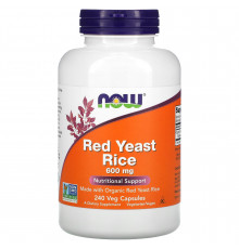 Червоний дріжджовий рис, Red Yeast Rice, Now Foods, 600 мг, 240 вегетаріанських капсул