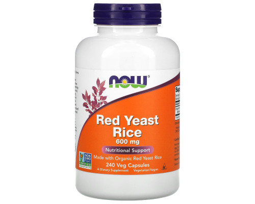 Червоний дріжджовий рис, Red Yeast Rice, Now Foods, 600 мг, 240 вегетаріанських капсул