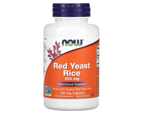 Червоний дріжджовий рис, Red Yeast Rice, NOW Foods, 1200 мг, 120 вегетаріанських капсул (600 мг у капсулі)