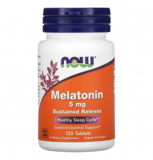 Мелатонін, Melatonin, Now Foods, 5 мг, 120 таблеток