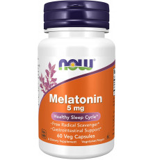 Мелатонін, Melatonin, Now Foods, 5 мг, 60 вегетаріанських капсул