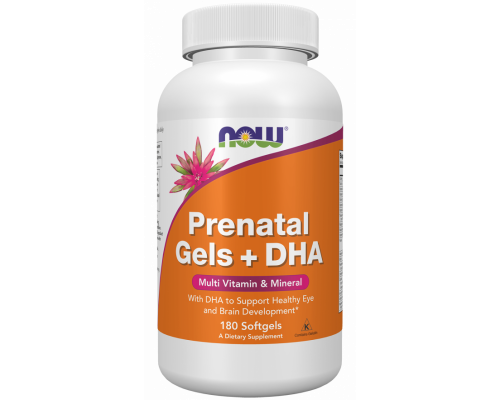 Вітаміни для вагітних з риб'ячим жиром, Prenatal Gels + DHA, Now Foods, 180 капсул