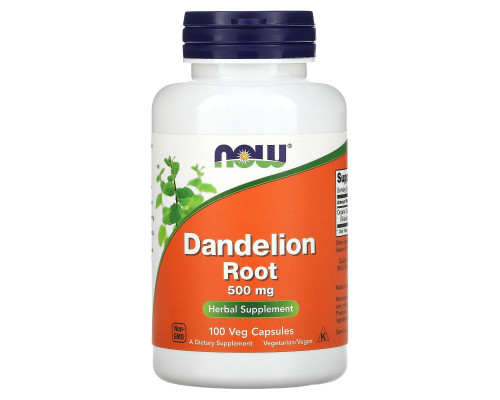 Корінь кульбаби, Dandelion Root, Now Foods, 500 мг, 100 вегетаріанських капсул