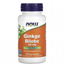 Гінкго білоба, Ginkgo Biloba, Now Foods, 60 мг, 120 кап.
