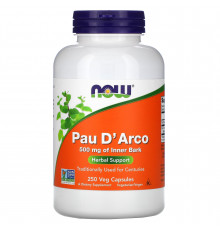 По д'арко, Pau D 'Arco, NOW Foods, 500 мг, 250 вегетаріанських капсул