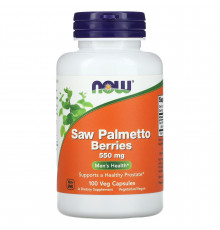 Со Пальметто, Saw Palmetto, Now Foods, ягоди, 100 рослинних капсул (550 мг на капсулі)