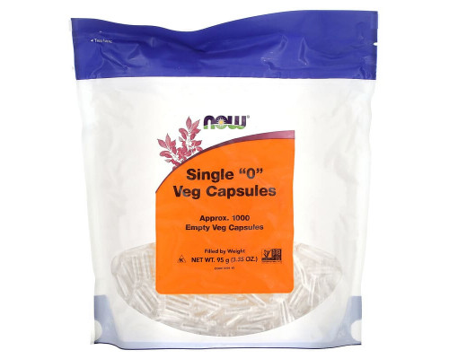 Порожні капсули "0", Single "0" Veg Capsules, Now Foods, 1000 порожніх вегетаріанських капсул