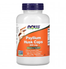 Подорожник, лушпиння із насіння, псилліум, Psyllium Husk, Now Foods, 500 мг, 200 вегетаріанських капсул