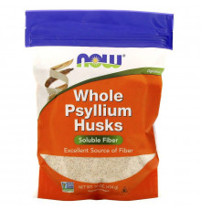 Подорожник, Whole Psyllium Husks, Now Foods, ціла лушпайка, 454 г