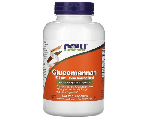 Глюкоманнан, Glucomannan, Now Foods, 575 мг, 180 вегетаріанських капсул