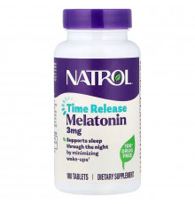 Мелатонін, Melatonin, Natrol, 3 мг, 100 таблеток сповільненого вивільнення