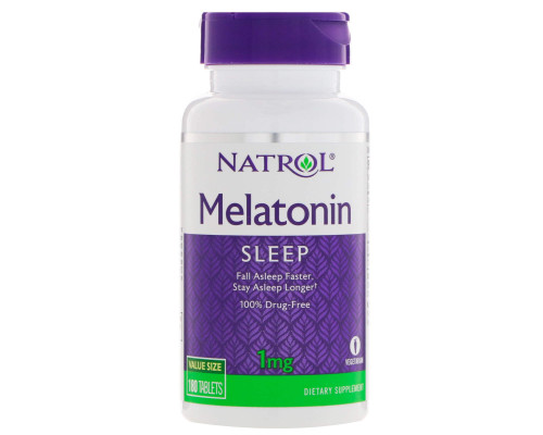 Мелатонін, Melatonin, Natrol, 1 мг, 180 таб.
