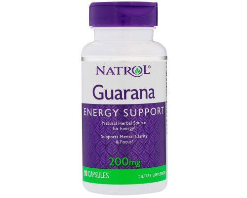 Вітаміни для мозку (Гуарана), Guarana, Natrol, 200 мг, 90 капсул