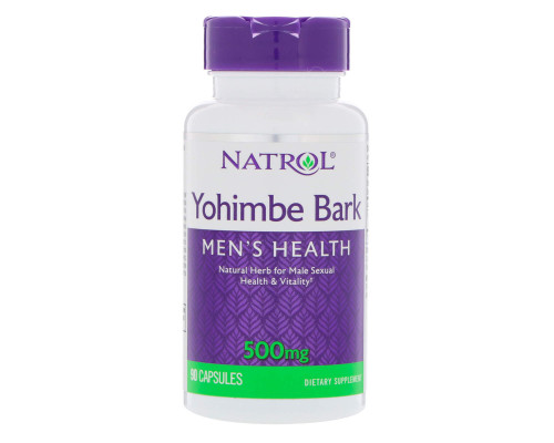 Йохімбе, Yohimbe Bark, Natrol, 500 мг, 90 капсул