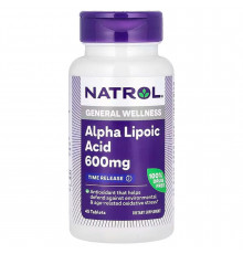 Альфа-ліпоєва кислота, уповільнене вивільнення, Alpha Lipoic Acid, Natrol, 600 мг, 45 таблеток