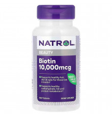 Биотин максимум, Biotin, Natrol, 10000 мкг, 100 таблеток