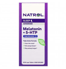Мелатонін + 5 НТР, Melatonin + 5-HTP, Natrol, покращений сон, 60 таблеток