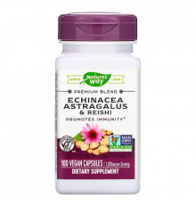 Ехінацея, астрагал і рейші, Echinacea Astragalus & Reishi, Nature's Way, 1200 мг, 100 капсул