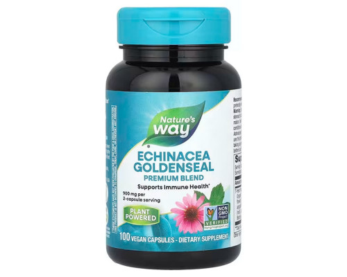 Ехінацея та гідрастіс, Echinacea Goldenseal, Nature's Way, 900 мг, 100 веганських капсул