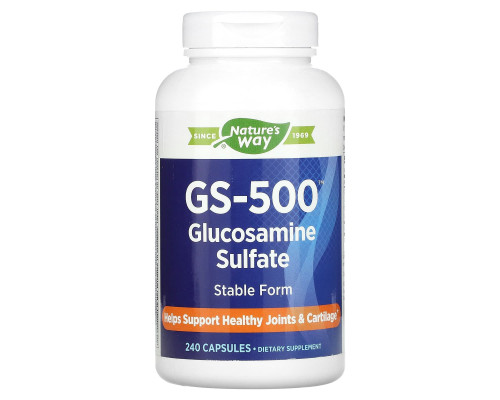 Глюкозамін сульфат, GS-500 Glucosamine Sulfate, Nature's Way, 240 капсул (0,5 г у капсулі)