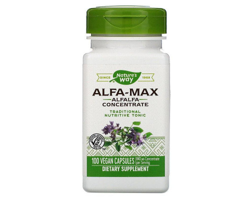 Альфальфа Макс, Alfa-Max, Nature's Way, концентрат, 840 мг, 100 веганських капсул (420 мг на капсулу)