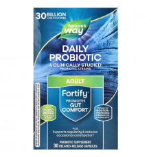 Пробіотики + пребіотики, Fortify, Nature's Way, щоденні, 30 млрд КУО, для дорослих, 30 капсул з відстроченим вивільненням