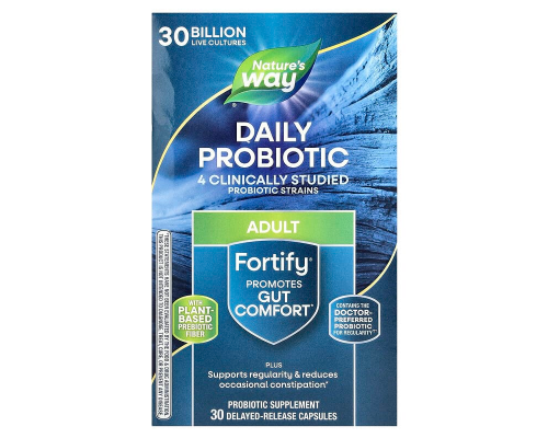 Пробіотики + пребіотики, Fortify, Nature's Way, щоденні, 30 млрд КУО, для дорослих, 30 капсул з відстроченим вивільненням