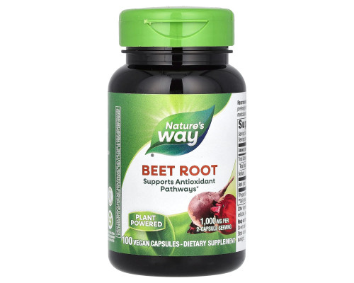 Буряк, Beet Root, Nature's Way, 1000 мг, 100 веганських капсул (500 мг на капсулу)
