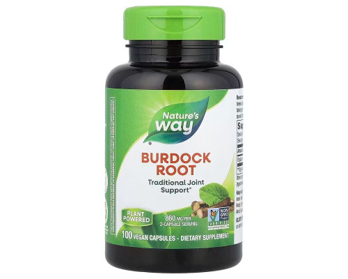 Корінь лопуха, Burdock, Nature's Way, 860 мг, 100 веганських капсул (430 мг на капсулу)