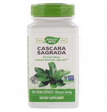 Каскара саграда, Cascara Sagrada, Nature's Way, стара кора, 350 мг, 180 веганських капсул