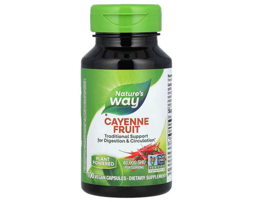 Каєнський перець, Cayenne, Nature's Way, 40000 SHU, 100 капсул