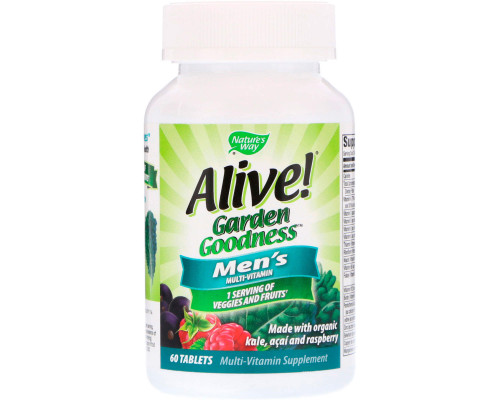Мультивітаміни для чоловіків Alive!, Men's Multivitamin, Nature's Way, 60 таблеток