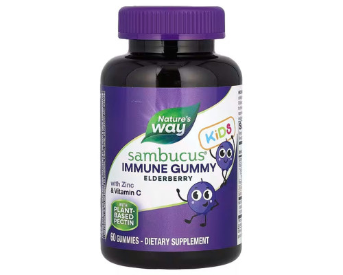 Підтримка імунітету у дітей, Immune Gummy with Zinc & Vitamin C, Nature's Way, бузина з цинком та вітаміном C, 60 жувальних цукерок