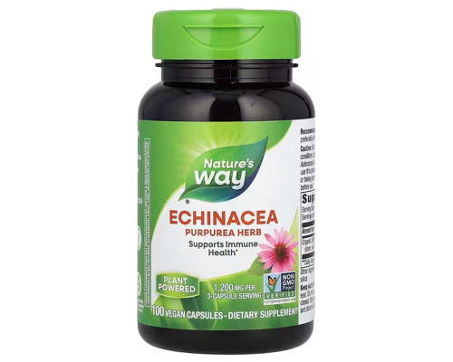 Ехінацея пурпурна, Echinacea Purpurea Herb, Nature's Way, 1200 мг, 100 веганських капсул (400 мг на капсулу)