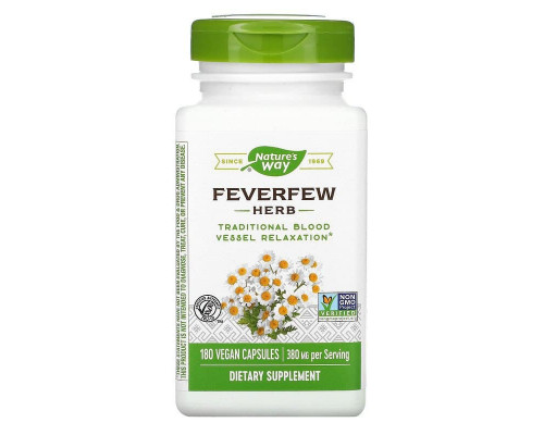 Пиретрум дівочий, Feverfews, Nature's Way, трава, 380 мг, 180 капсул