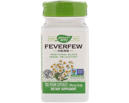 Піретрум дівочий, Feverfew Herb, Nature's Way, 380 мг, 100 веганських капсул