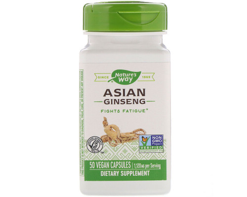 Азіатський женьшень, Asian Ginseng, Nature's Way, 1120 мг, 50 веганських капсул (560 мг у капсулі)