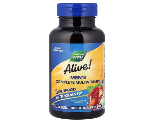 Мультивітаміни для чоловіків, Alive!® Men's Complete Multivitamin, Nature's Way, повний комплекс, 130 таблеток