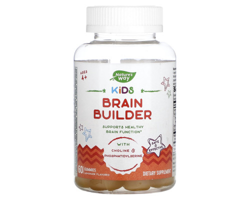 Підтримка функцій мозку, Kids Brain Builder, Nature's Way, для дітей від 4 років, смак лимонаду, 60 жувальних цукерок