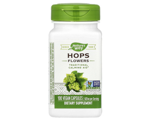 Хміль (квіти), Hops Flowers, Nature's Way, 620 мг, 100 веганських капсул (310 мг у капсулі)