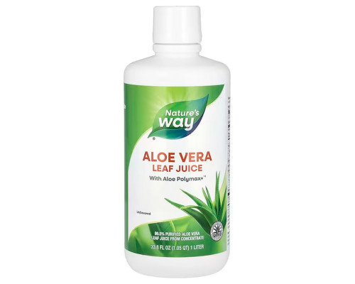 Алое віра, сік листя, Aloe Vera, Nature's Way, без смаку, 1 літр
