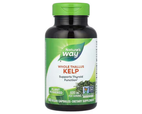 Ламінарія, Kelp, Whole Thallus, Nature's Way, 600 мг, 180 веганських капсул