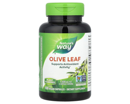 Листя оливи, Olive Leaf, Nature's Way, 1500 мг, 100 веганських капсул (500 мг у капсулі)