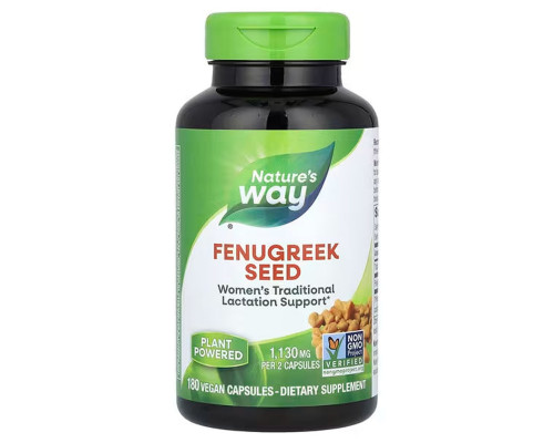 Пажитник, Fenugreek Seed, Nature's Way, насіння, 1130 мг, 180 веганських капсул (565 мг на капсулу)