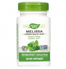 Мелісса, Melissa, Nature's Way, лимонний бальзам, 1500 мг, 100 веганських капсул (500 мг у капсулі)