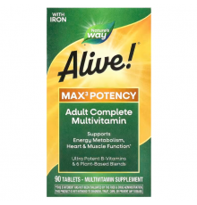 Мультивітаміни для дорослих, Adult Complete Multivitamin, Nature's Way, із залізом, 90 таблеток