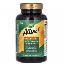 Мультивітаміни без заліза, Alive! Max3 Potency, Nature's Way, 180 таблеток