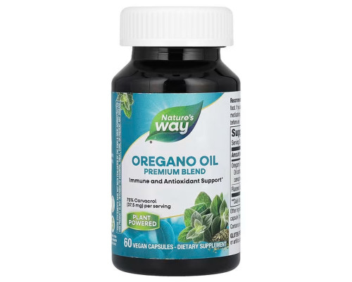 Олія орегано, Oregano Oil, Nature's Way, преміальна суміш, 60 веганських капсул