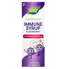 Чорна бузина, Kids Sambucus, Nature's Way, сироп для імунітету дітей від 2 років, 240 мл